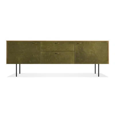 Blu Dot Fable 2 Door / 2 Drawer Console - White Oak / Olive Leather