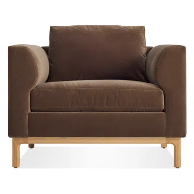 Blu Dot Guide Lounge Chair In Coffee Velvet/white Oak
