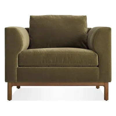 Blu Dot Guide Lounge Chair In Moss Velvet/walnut