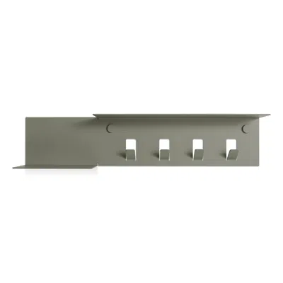 Blu Dot Hall Pass Wall Shelf With Hooks - Grey Green In Gray