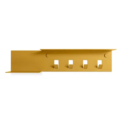 Blu Dot Hall Pass Wall Shelf With Hooks - Mustard In Yellow