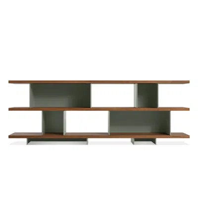 Blu Dot Happy Day Shelving 3 Shelf - Walnut / Grey Green