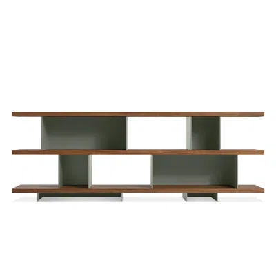 Blu Dot Happy Day Shelving 3 Shelf In Walnut/grey Green