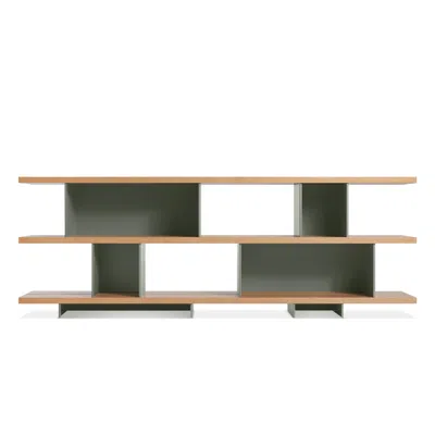 Blu Dot Happy Day Shelving 3 Shelf In White Oak/grey Green