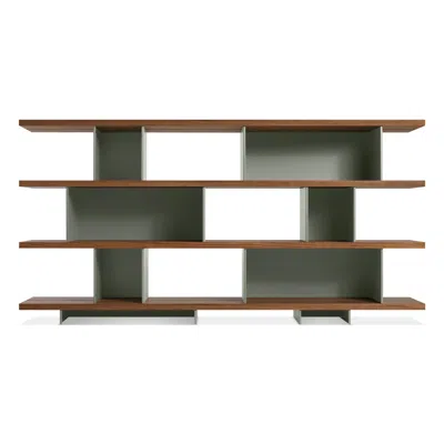 Blu Dot Happy Day Shelving 4 Shelf In Walnut/grey Green