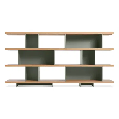 Blu Dot Happy Day Shelving 4 Shelf In White Oak/grey Green
