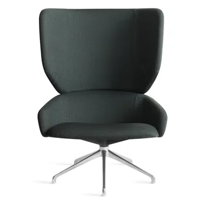Blu Dot Heads Up Swivel Lounge Chair - Maharam Messenger In Everglade