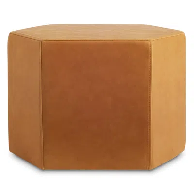 Blu Dot Hecks Ottoman - Camel Leather In Brown