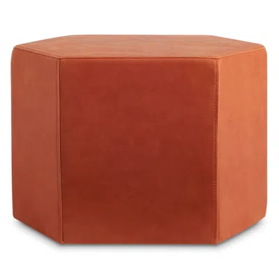 Blu Dot Hecks Ottoman - Terracotta Leather In Brown