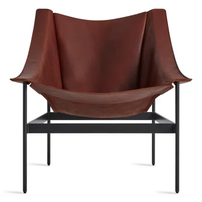 Blu Dot Heyday Lounge Chair In Chestnut Leather/oblivion