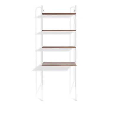 Blu Dot Hitch Bookcase And Desk In White/walnut