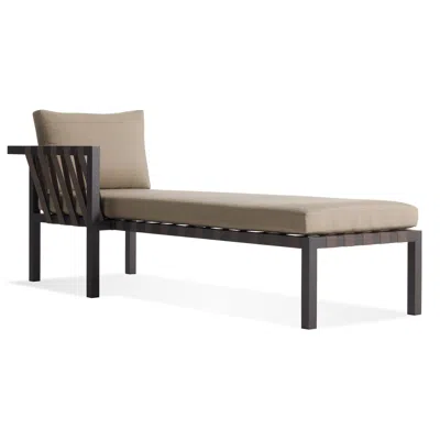 Blu Dot Jibe Outdoor Sun Lounger - Carbon / Sunbrella Taupe / Left