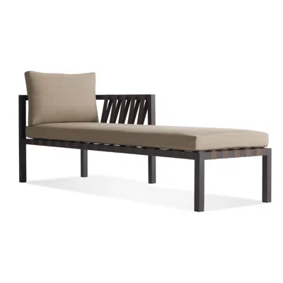 Blu Dot Jibe Outdoor Sun Lounger - Carbon / Sunbrella Taupe / Right