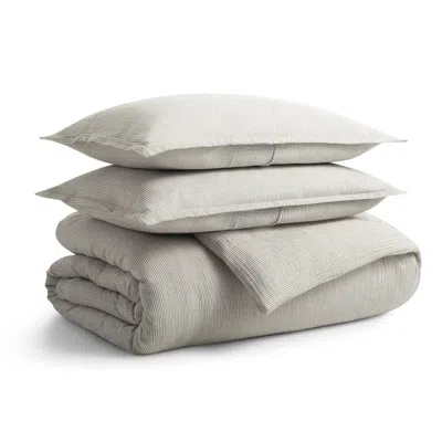 Blu Dot Kimball Stripe Duvet Set - Charcoal / White Stripe / King
