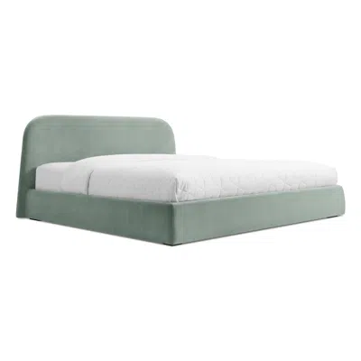 Blu Dot Lid Storage Bed - King / Breezy Blue Velvet