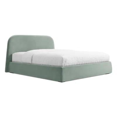 Blu Dot Lid Storage Bed - Queen / Breezy Blue Velvet