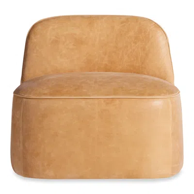 Blu Dot Looksee Swivel Lounge Chair - Camel Leather In Brown