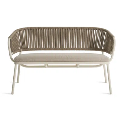 Blu Dot Mate Outdoor Settee In Sunbrella Linen