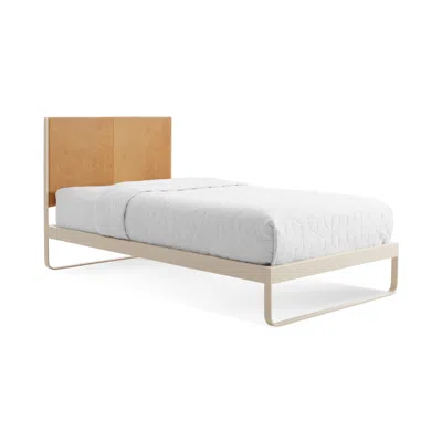 Blu Dot Me Time Twin Bed In Camel Leather/ivory