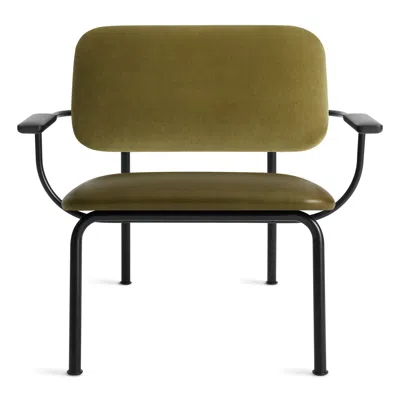 Blu Dot Method Lounge Chair - Loden Green Velvet / Loden Green Leather