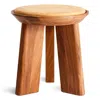 Blu Dot Mimi Stool In Acacia/camel Leather