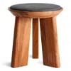 Blu Dot Mimi Stool In Acacia/ink Leather