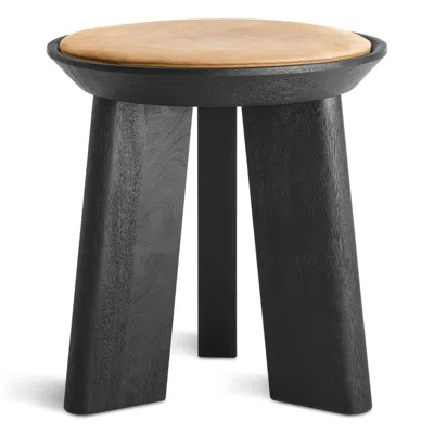 Blu Dot Mimi Stool In Black/camel Leather