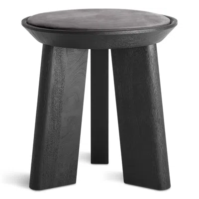 Blu Dot Mimi Stool In Black/slate Leather