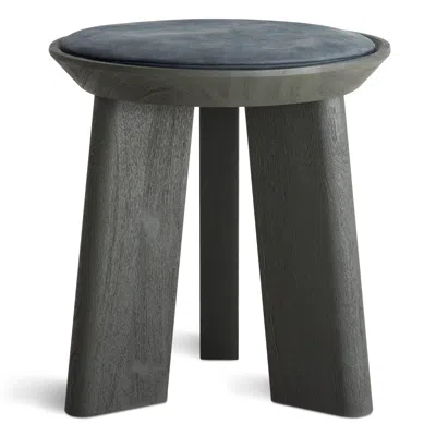 Blu Dot Mimi Stool (x3 Leg) - Ink Leather / Olive In Black