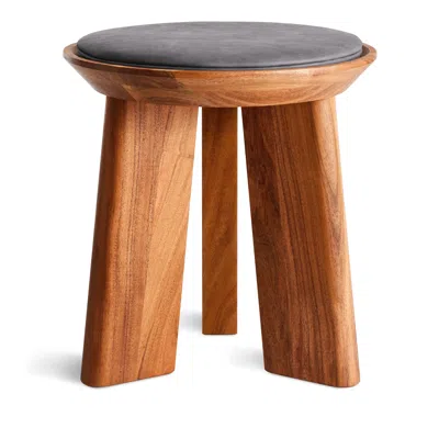 Blu Dot Mimi Stool (x3 Leg) - Slate Leather / Acacia