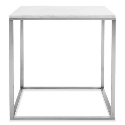Blu Dot Minimalista Side Table - Marble / Stainless Steel In Gray