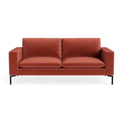 Blu Dot New Standard 78" Sofa - Tomato Velvet / Black In Red