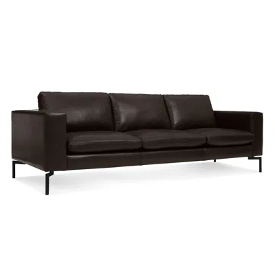 Blu Dot New Standard 92" Sofa - Dark Brown Leather / Black