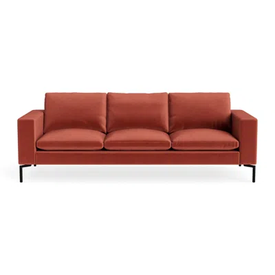 Blu Dot New Standard 92" Sofa - Tomato Velvet / Black In Red