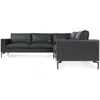 Blu Dot New Standard Left Sectional Sofa In Granite Leather/black