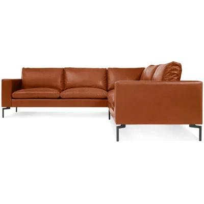 Blu Dot New Standard Left Sectional Sofa In Toffee Leather/black