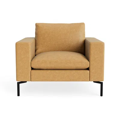 Blu Dot New Standard Lounge Chair - Camel Leather / Black In Brown