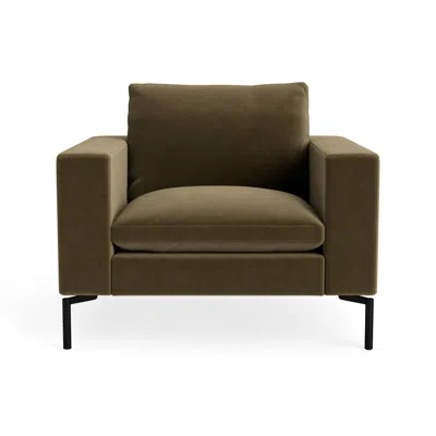 Blu Dot New Standard Lounge Chair - Moss Velvet / Black In Green