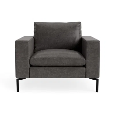 Blu Dot New Standard Lounge Chair - Slate Leather / Black