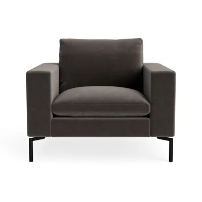 Blu Dot New Standard Lounge Chair - Storm Velvet / Black In Gray