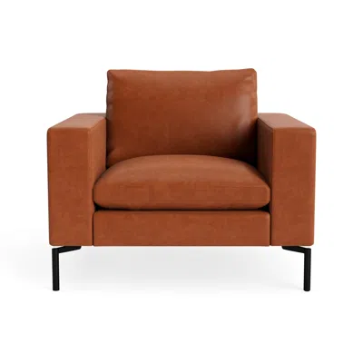 Blu Dot New Standard Lounge Chair - Toffee Leather / Black