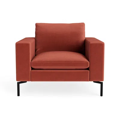 Blu Dot New Standard Lounge Chair - Tomato Velvet / Black In Red