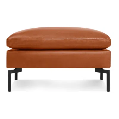 Blu Dot New Standard Ottoman - Toffee Leather / Black