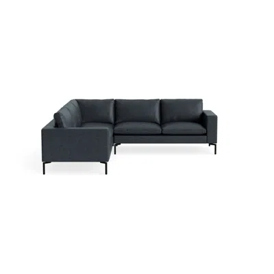 Blu Dot New Standard Sectional Sofa - Ink Leather / Black / Left