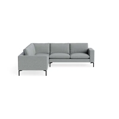 Blu Dot New Standard Sectional Sofa - Kvadrat Guest Grey Blue / Black / Left