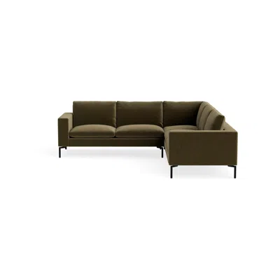 Blu Dot New Standard Sectional Sofa - Moss Velvet / Black / Right In Green