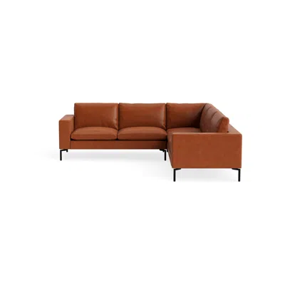 Blu Dot New Standard Sectional Sofa - Toffee Leather / Black / Right