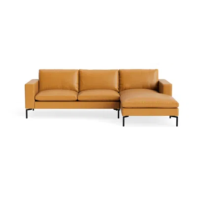 Blu Dot New Standard Sofa With Chaise - Canyon Leather / Black / Right In Brown