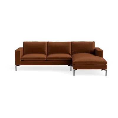 Blu Dot New Standard Sofa With Chaise - Copper Velvet / Black / Right