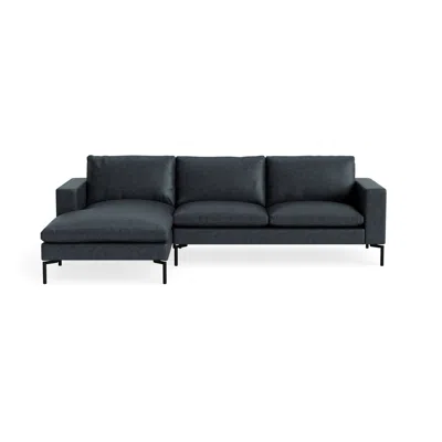 Blu Dot New Standard Sofa With Chaise - Ink Leather / Black / Left
